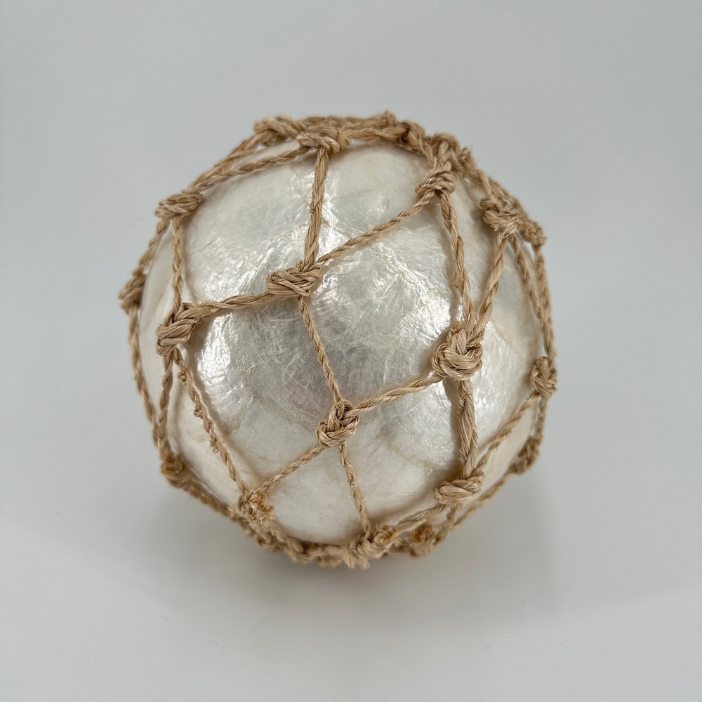 Capiz Shell Decorative Ball Nautical Jute Netting Coastal Orb Philippines